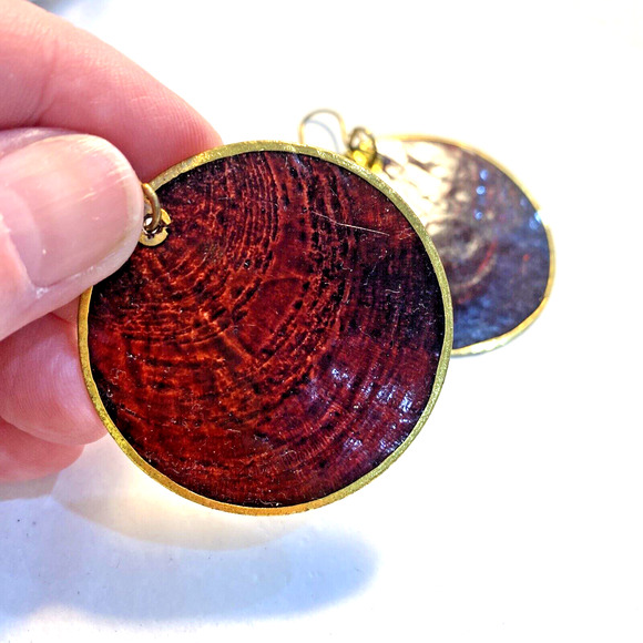 Vintage Pierced Earrings Beachy Casual Drop & Dangle Brown Translucent Shell - Picture 5 of 8